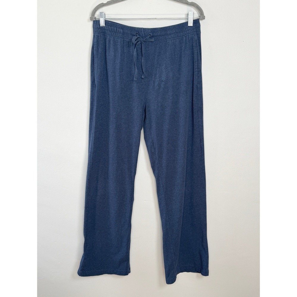 Pact Lounge Pants Women L Blue Heathered Organic Cotton Drawstring Pockets